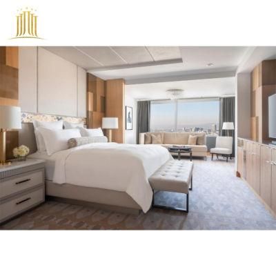 Solid Wood Veneer Commercial Hotel Bed 5 Star Standard Hotel Room Furniture Set