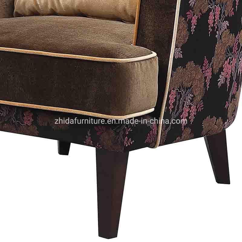 Hotel Lobby Area High Back Brown Chair with Lumbar Pillow