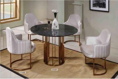 Creative Design Modern Home Furniture Dining Set with Marble Top and Metal Frame