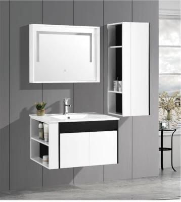 Modern Simple Black and White with Wall Mounted Bathroom Cabinet