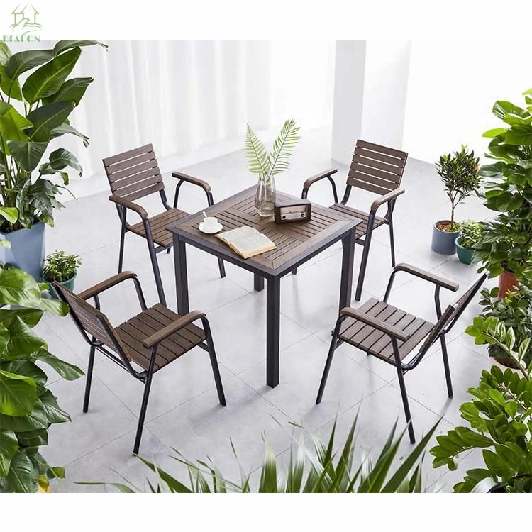 Modern Outdoor Aluminium Restaurant Dining Table Set and Chairs Aluminum Rope Patio Garden Furniture for Hote