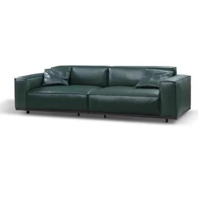 Cheap Modern Design Home Furniture Green Couch Stretch Large Leather Upholstered Two Seat Living Room Sofas