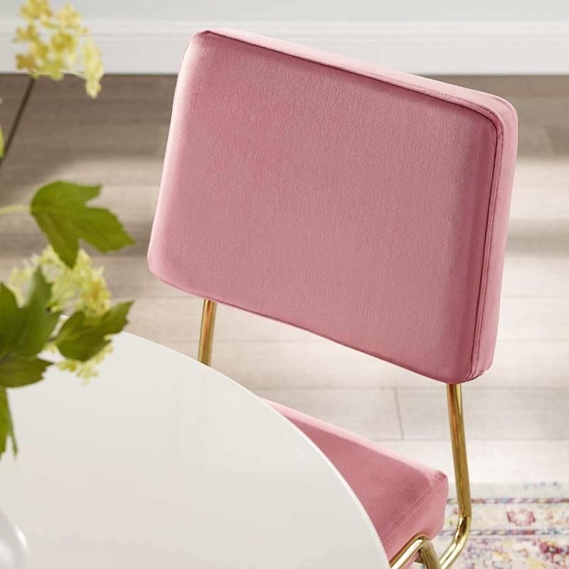 Home Dense Foam Padding Craft Velvet Elastic Golden Legs Side Steel Chairs