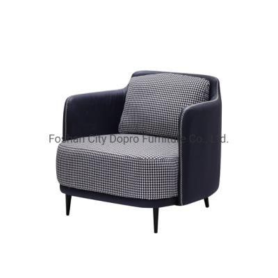 Modern Minimalist Check Upholstered Sofa with Stainless Steel Frame