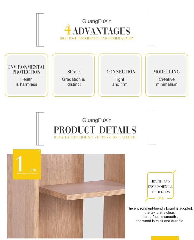 Home Furniture Modern Design Movable 4 Tiers Wood Bookcase Wooden Bookshelf
