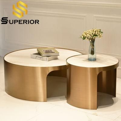 Wholesale Modern Marble Gold Round Tea Table From China