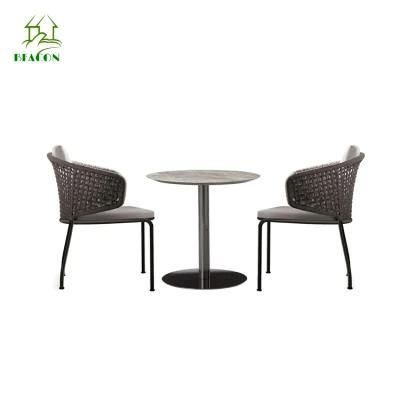 Modern Hotel Balcony Dining Furniture Coffee Table Rope Woven Chair Furniture Set