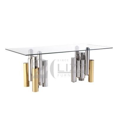 Nordic Modern Design Metal Glass Home Furniture Luxury Living Room Stainless Coffee Square Table