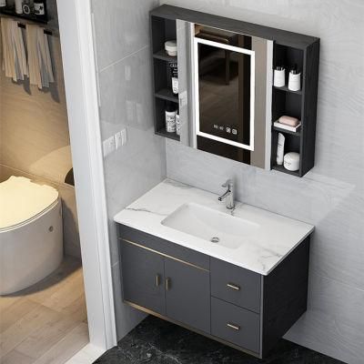 Bathroom Vanity Luxury with LED Light Storage Mirrored Cabinet, Artificial Stone Countertop