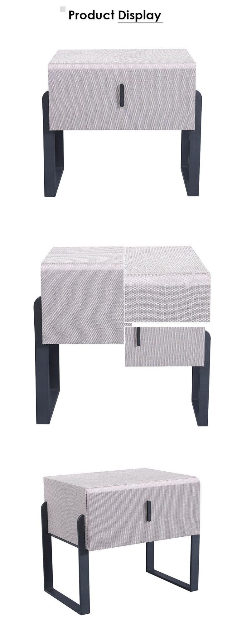 New Design Modern Bedroom Furniture Fabric Nightstands