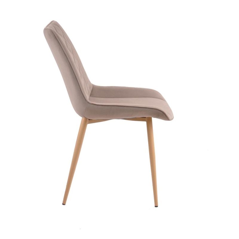 Simple Velvet Fabric Wooden Design Soft and Comfortable Dining Chair