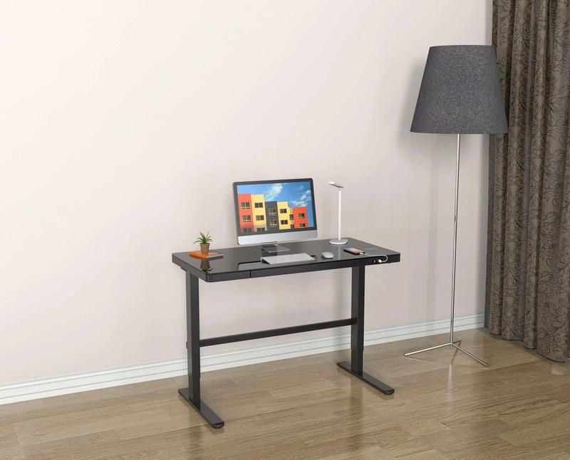 Electric Standing Desk with Double Drawers Adjustable Height Stand up Desk Sit Stand Home Office Desk