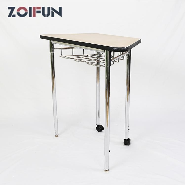 MDF HPL Wheels Locker Feet Metal Frame Desk; Multi Function Modern Standing Furniture Table