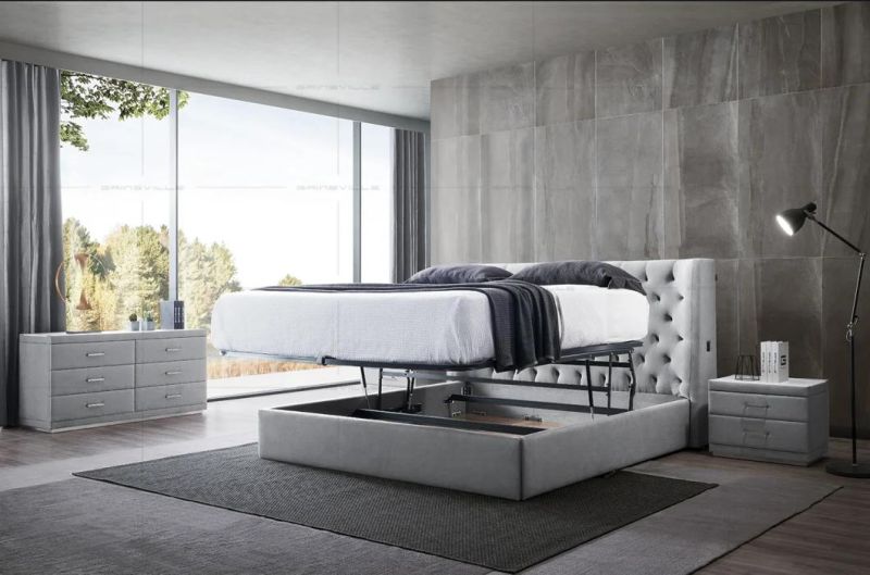 Cutomized Luxury Modern Bedroom Furniture Beds with Elegence Headboard Gc1726