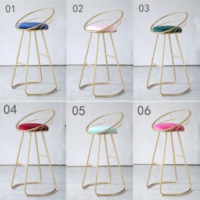 Bar Stool China Cafe Furniture Restaurant Nordic Kitchen Cheap Chair Counter Luxury Metal High Gold Bar Stools Modern with Back