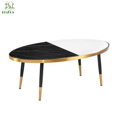 Luxury Modern Brass Metal Base Round Marble Coffee Table