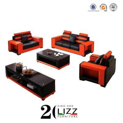 Modern Living Room Leather Leisure Sectional Sofa with Coffee Table