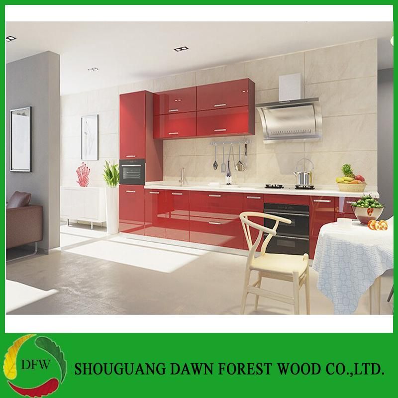 Modern High Glossy Kitchen Furniture Red Lacquer Kitchen Cabinets