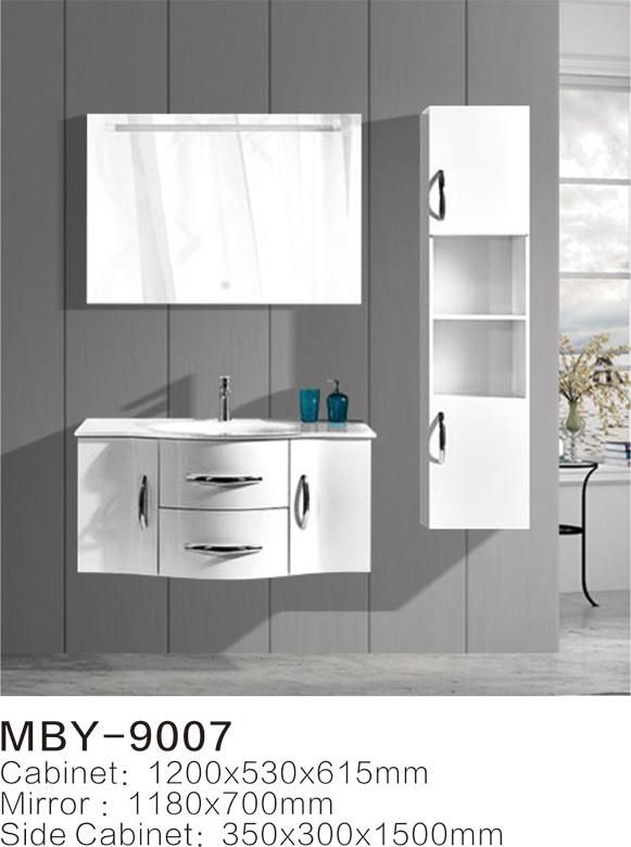 PVC Material Bathroom Wash Basin Mirror Cabinet with Light Top