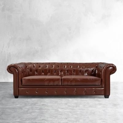 Real Genuine Leather Chesterfiled Sofa Contemporary Lounge Seating Modern Upholstered Home Furniture Fabric Couch for Living Room