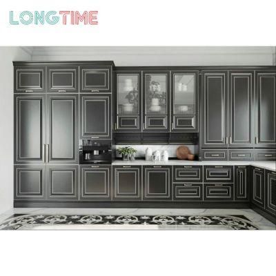 Luxurious Classic European Style Wooden Hampter Door Kitchen Cabinet