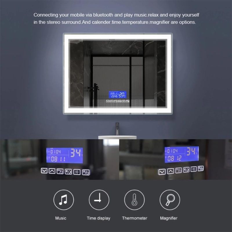 China Factory Wholesale Home Intelligent Touch Screen LED Mirror for Bathroom Living Room