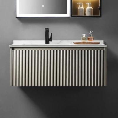 Modern Style Modular Bathroom Cabinet PVC China Supplier Matt Grey Black Lacquer Bathroom Cabinet