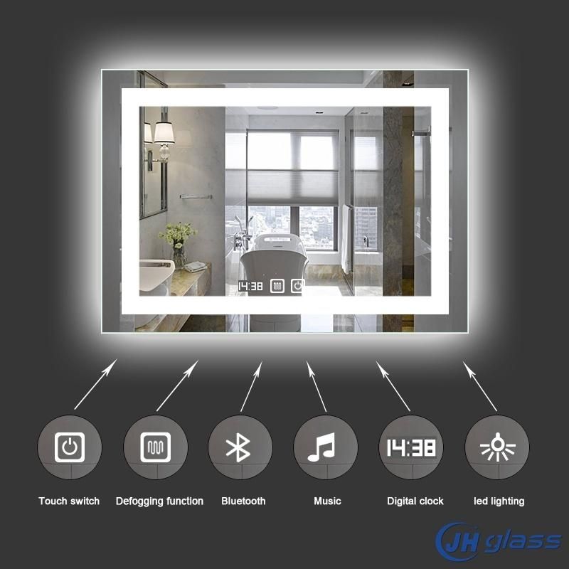 Modern Style 5mm Copper Free LED Illuminated Mirror with Luxury bluetooth Wall Mounted Bathroom Mirror