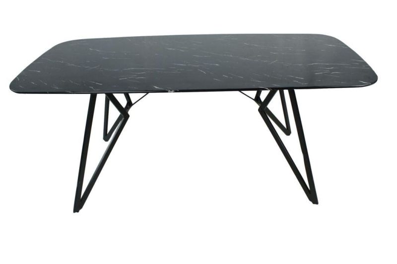 Home Living Room Furniture Imitation Marble Top Dining Table with Metal Frame