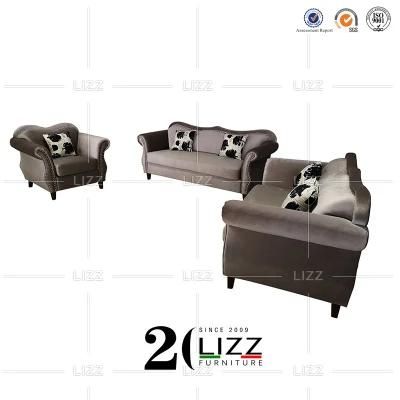 Modern Sectional European Style Living Room Furniture Luxury Tufted Fabric Sofa Set Velvet Couch