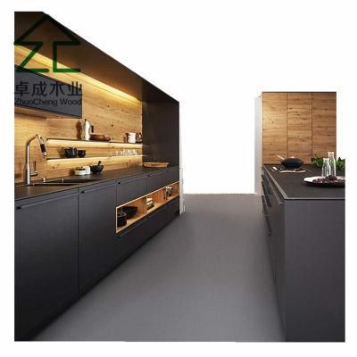Black Plywood Faced Melamine Kitchen Cabinet with Hinge