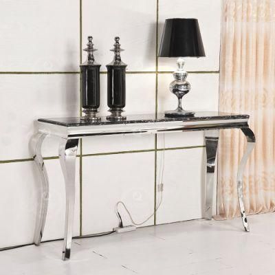 Modern Marble Top Stainless Steel Console Table for Living Room