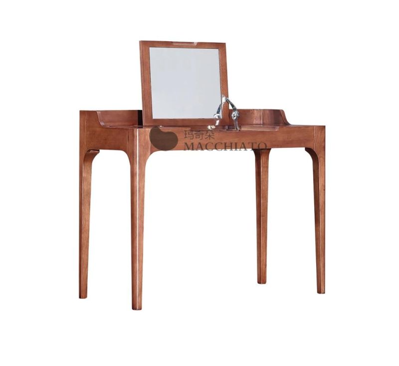 Italy Design Modern Home Villa Apartment Hotel Bedroom Furniture Wooden Walnut Dresser with Mirror