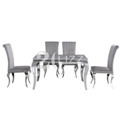 Direct Sale Modern High Quality Home Furniture European Living Room Rectangle Top Marble Dining Table