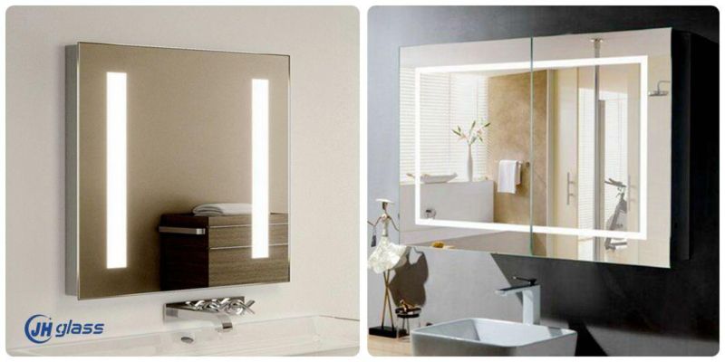 Single Double Triple Door Home Decor Decorative Wall Mounted Semi Recessed Bathroom Kitchen LED Medicine Mirror Vanity Cabinet