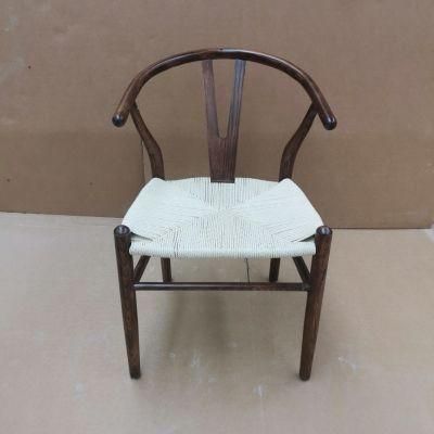 Ash Wood Walnut Color Wishbone Chair with Nice Wood Grain