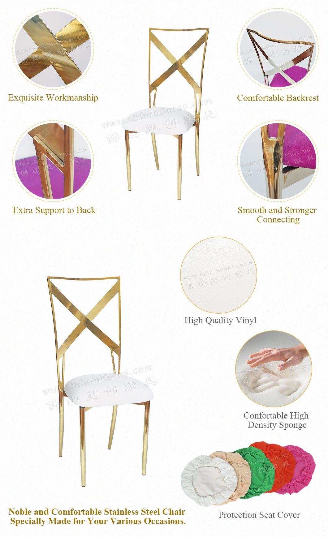 Hyc-Ss62A Foshan Cross Back Restaurant White Wedding Chairs for Sale