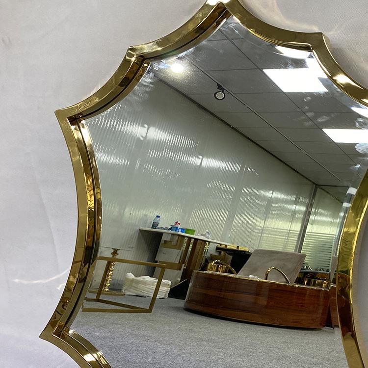Modern Living Room Decoration Mirror Bathroom Decor Wall Mirrors Gold Frame Bathroom Mirror for Villa