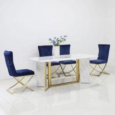 Modern Stainless Steel Home Furniture Dining Room Marble Tables