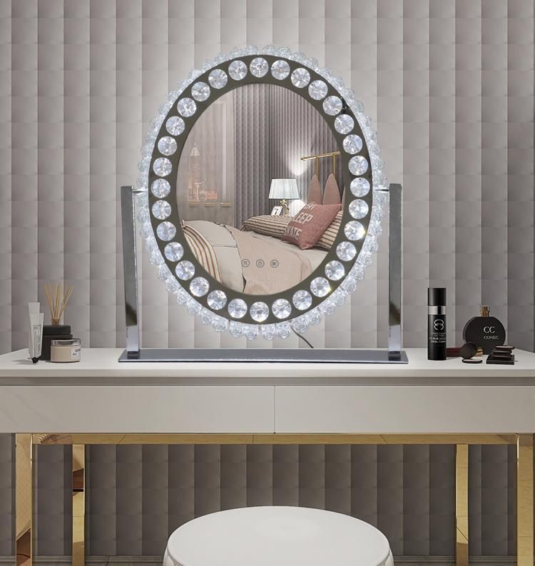 Oval Crystal Mirror Diamond Glass Vanity LED Makeup Mirror