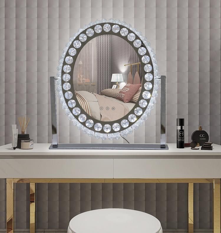 Oval Crystal Mirror Diamond Glass Vanity LED Makeup Mirror