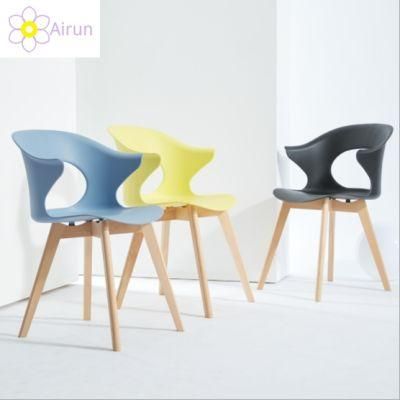 Wholesale Colorful Modern Cheap Dining Room Cafe Restaurant Wooden Leg Plastic Chair