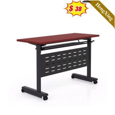 Modern New Style Wooden Log Color Office School Furniture Square Folding Table with Metal Leg