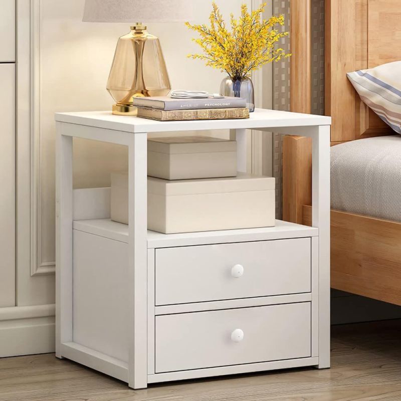 Nightstand with Drawers, White Nightstand, End Table