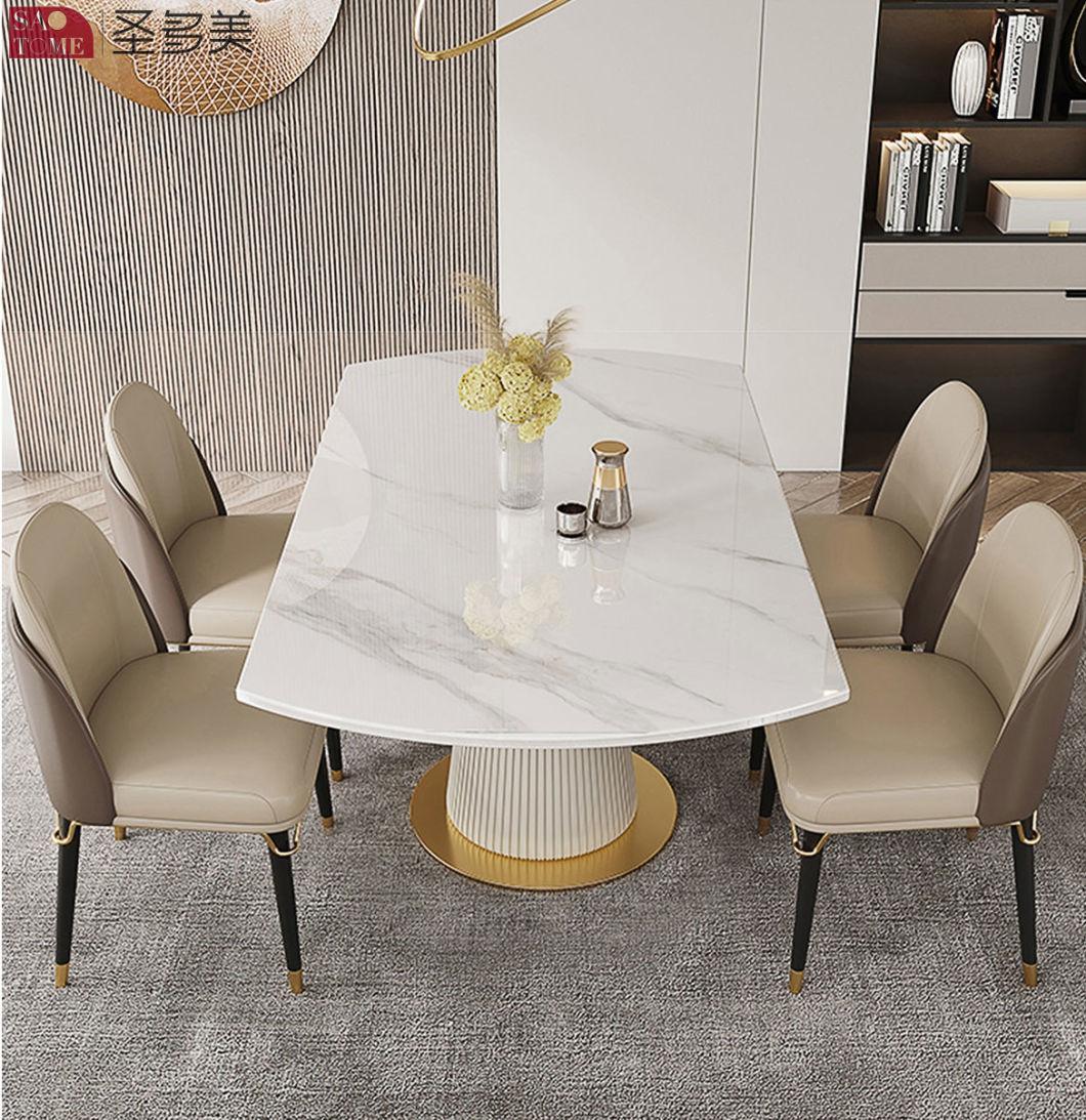 Italian Style Southeast Asia Design Extendable Dining Table Metal Gold Slate Dining Table