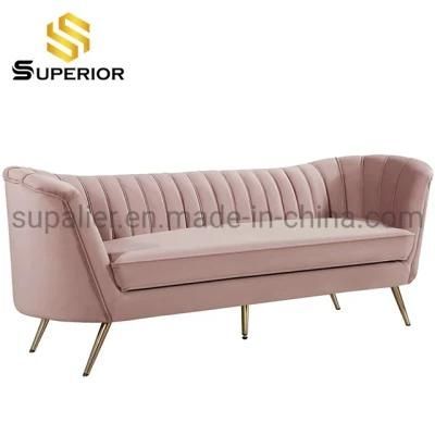 Cheap Pink Velvet Upholstered Sofa for Home