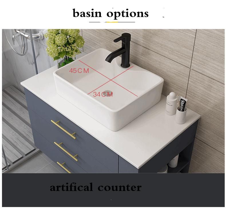 Marble Countertop Solid Wood Bathroom Toilet Cabinet Vanity Modern Furniture