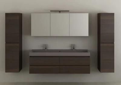 2022 Modern Design and Simple Melamine Bathroom Vanity with Double Cermamic Sinks