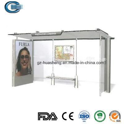 Huasheng Bespoke Bus Shelters China Bus Metal Stop Shelter Manufacturer Outdoor Furniture Modern Bus Stop Bus Station Shelter