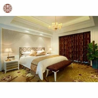 Economic Wooden Frame Hotel Bedroom Furniture Sets Double Bed Simple Design